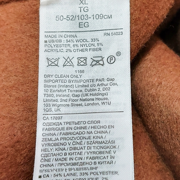 ▪︎SOLD▪︎Banana Republic Womens Wool Blend Chestnut Double Face Top Coat Sz XL - Picture 8 of 10